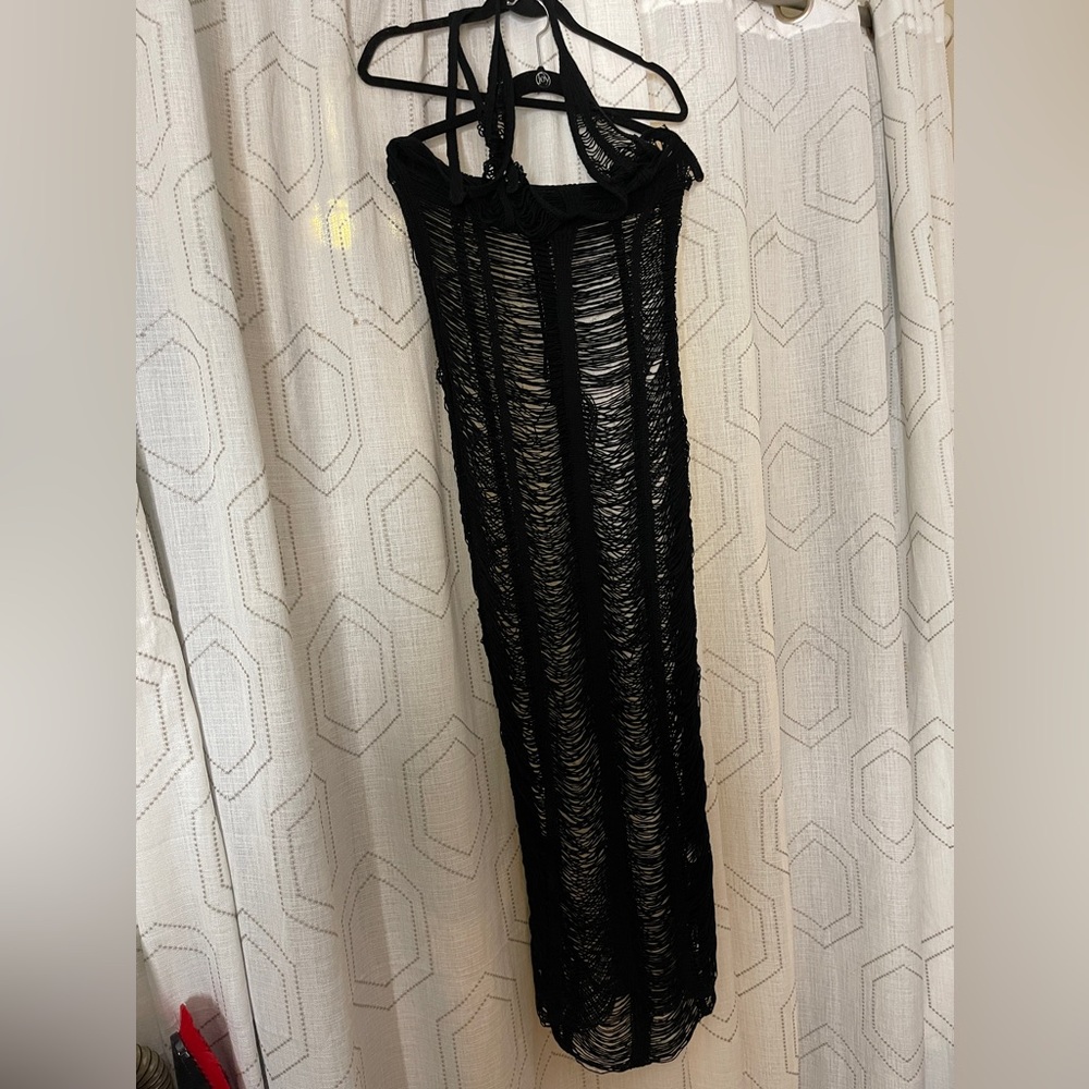 Women’s M Halter Top Cut Out Back out Swim Coverup  Feminine Tie Back Stretch